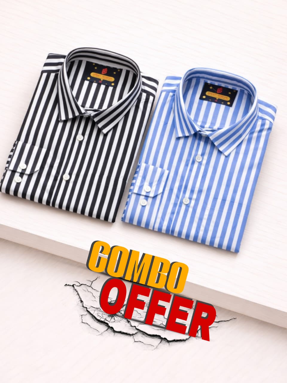 Stripe formal combo shirt for men