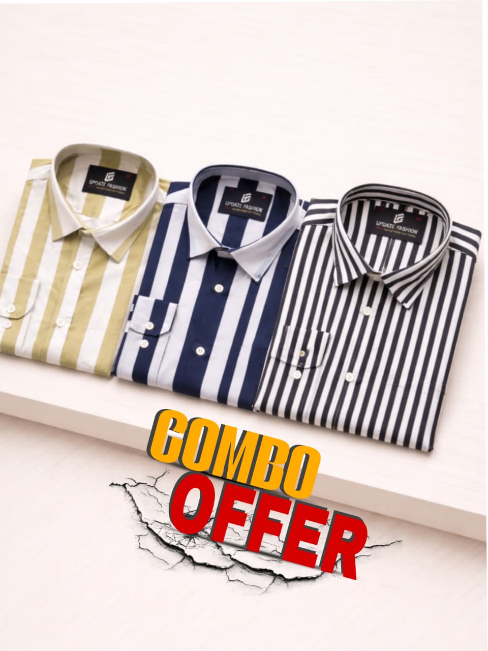 Stripe formal combo shirt for men