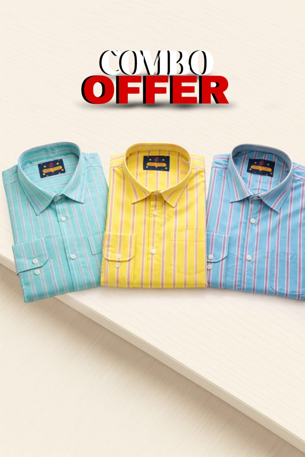 Stripe formal combo shirt for men
